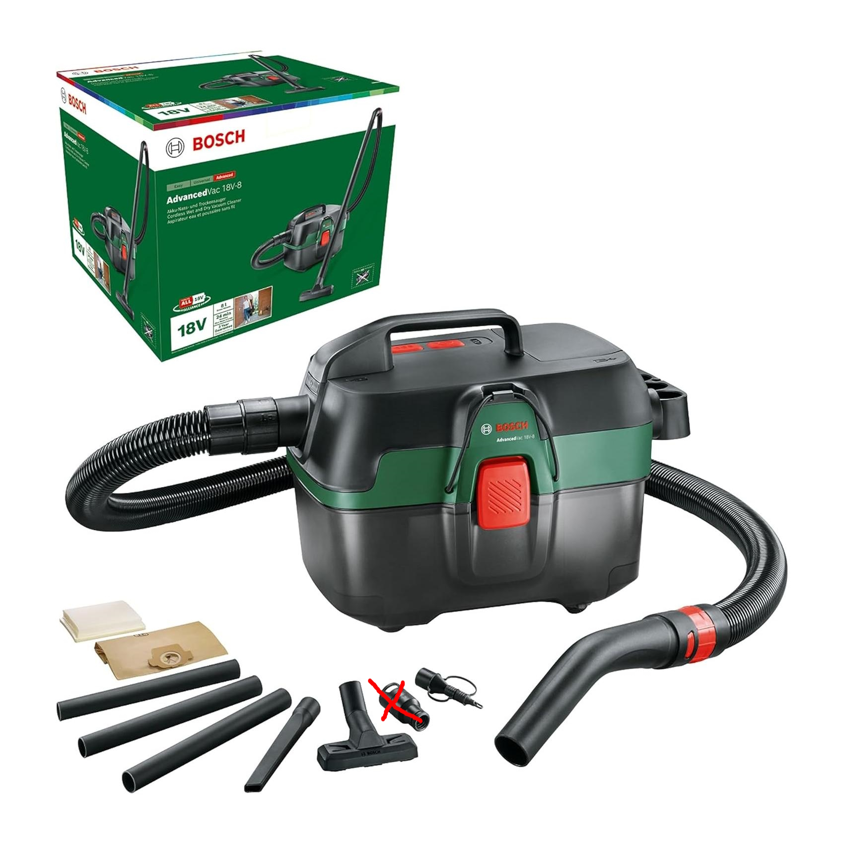 Aspirador A Bateria Bosch Seco e Húmido  AdvancedVac 18 V-8 (BATERIA NÃO INCLUIDA)