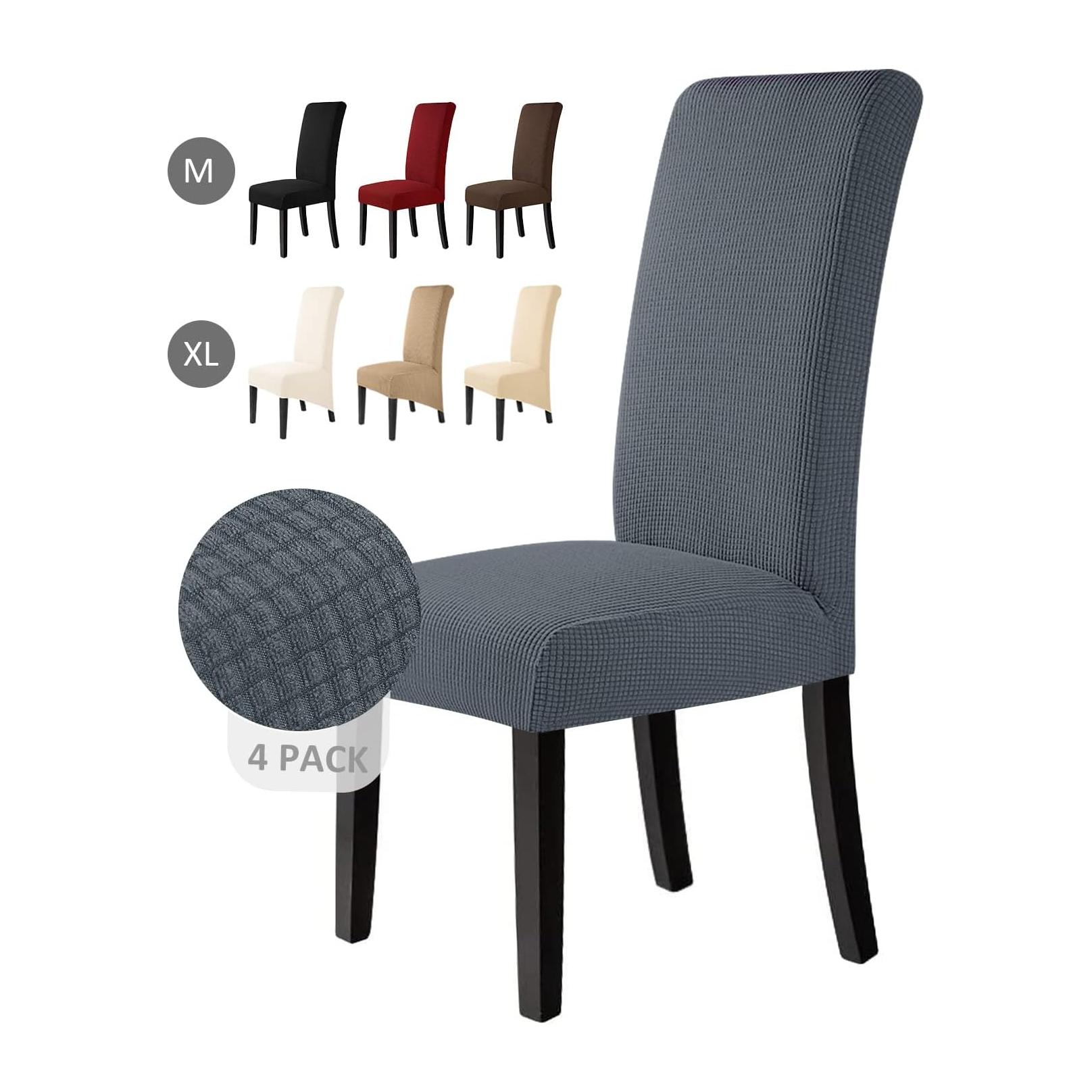 Capas Elásticas para Cadeiras Jacquard Cinza Escuro 4 Peças