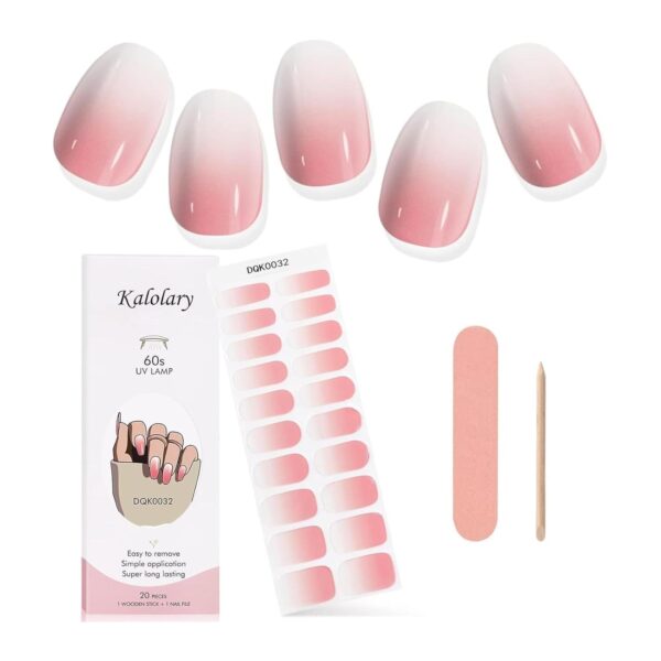 Kalolary Gel Pegatinas Rosa Degradado 20PCS Esmalte Autoadesivo de Unhas com Lima e Pau
