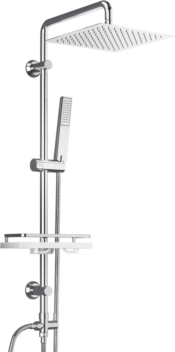 Coluna de Chuveiro com Chuveiro de Mão e Cabeçal Görbach + Estante para Embalagens 94 cm Altura