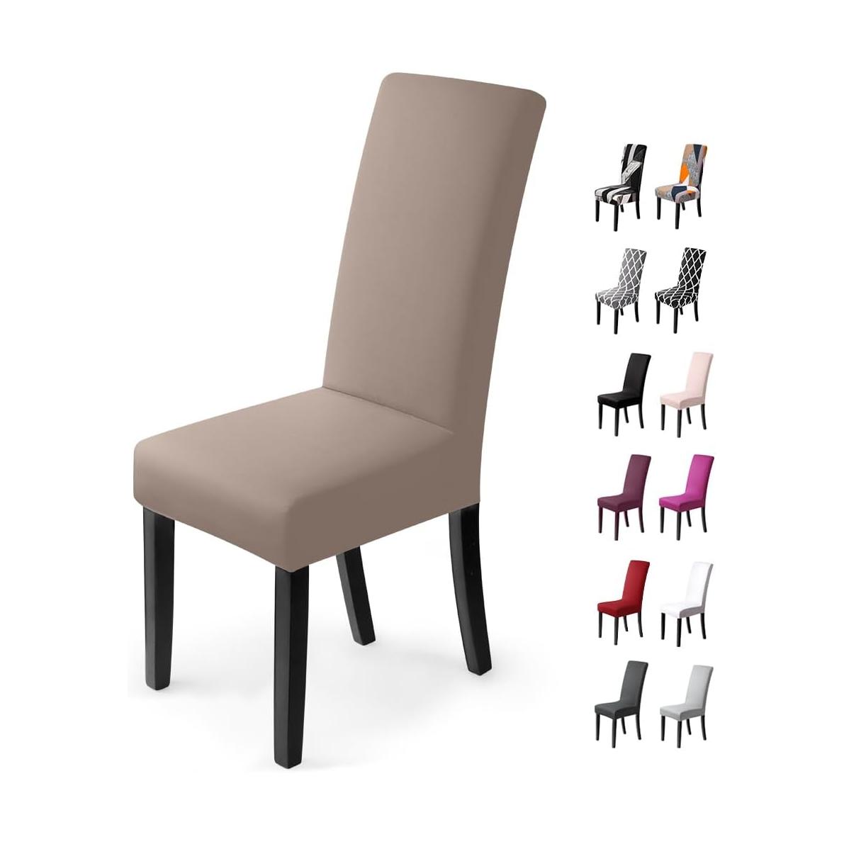 Pack de 6 Capas Elásticas para Cadeiras de Jantar Extraíveis e Duráveis Caqui