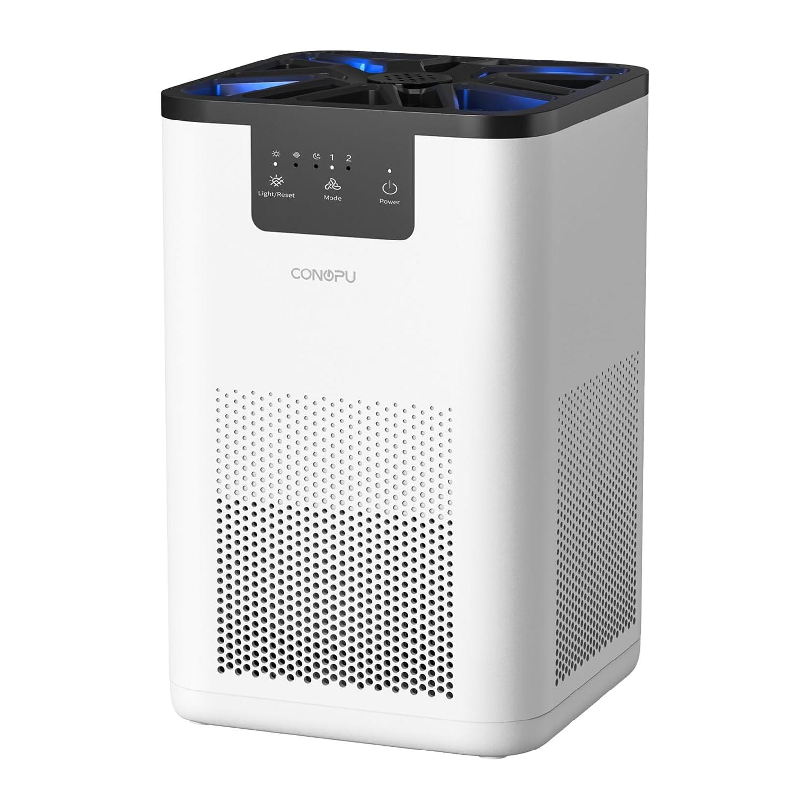 Purificador de Ar CONOPU com Filtro HEPA H13 e Aromaterapia - Luz Noturna