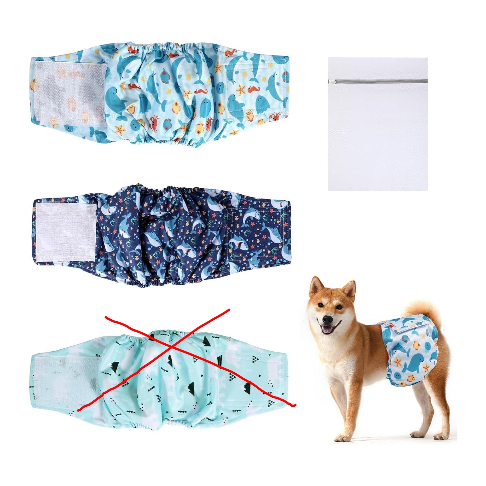 (S) 2 Fraldas Laváveis Super Absorventes para Cães Fêmea ou Macho de Pequeno Porte