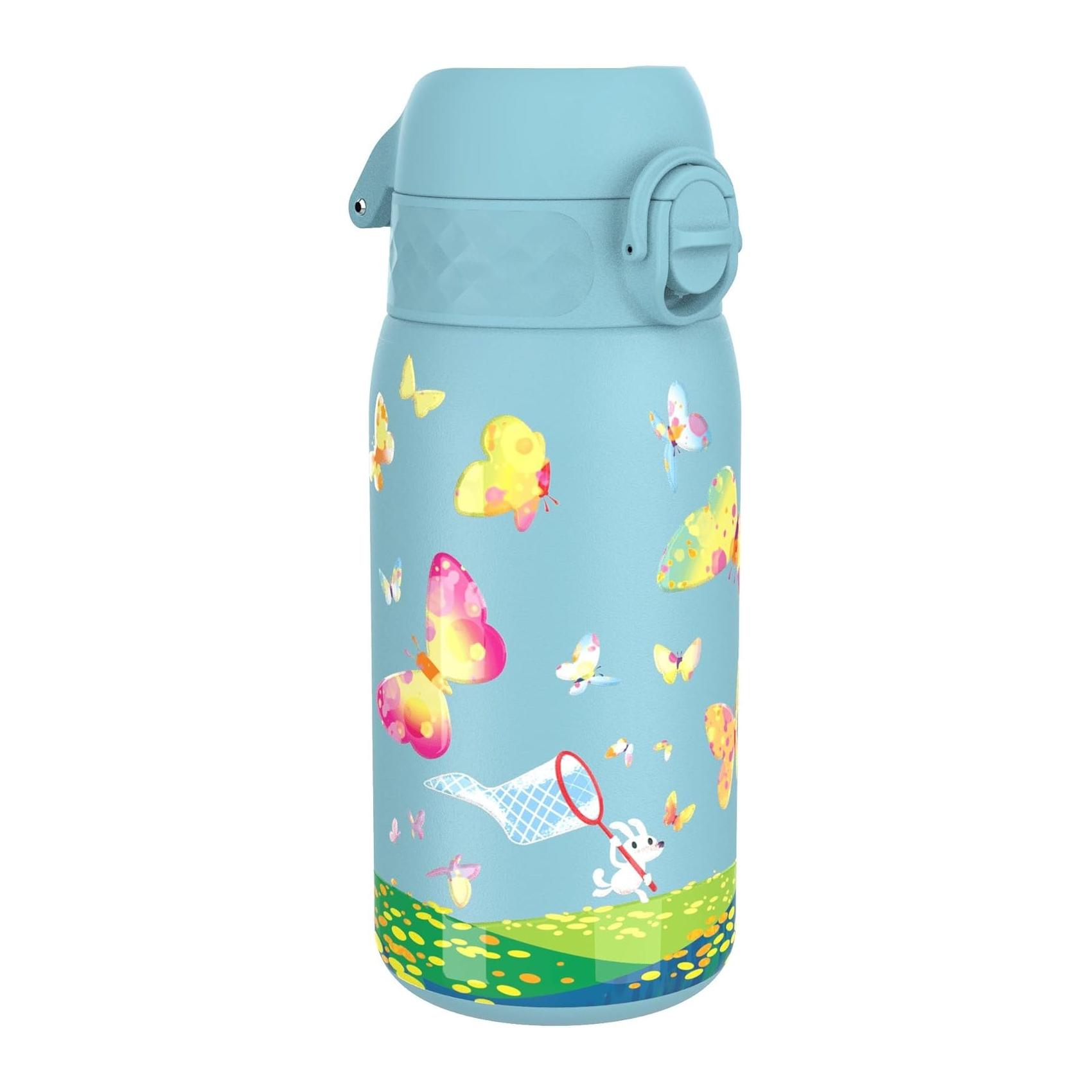 Garrafa Térmica 320ml Aço Inoxidável para Crianças ion8 Design Mariposas
