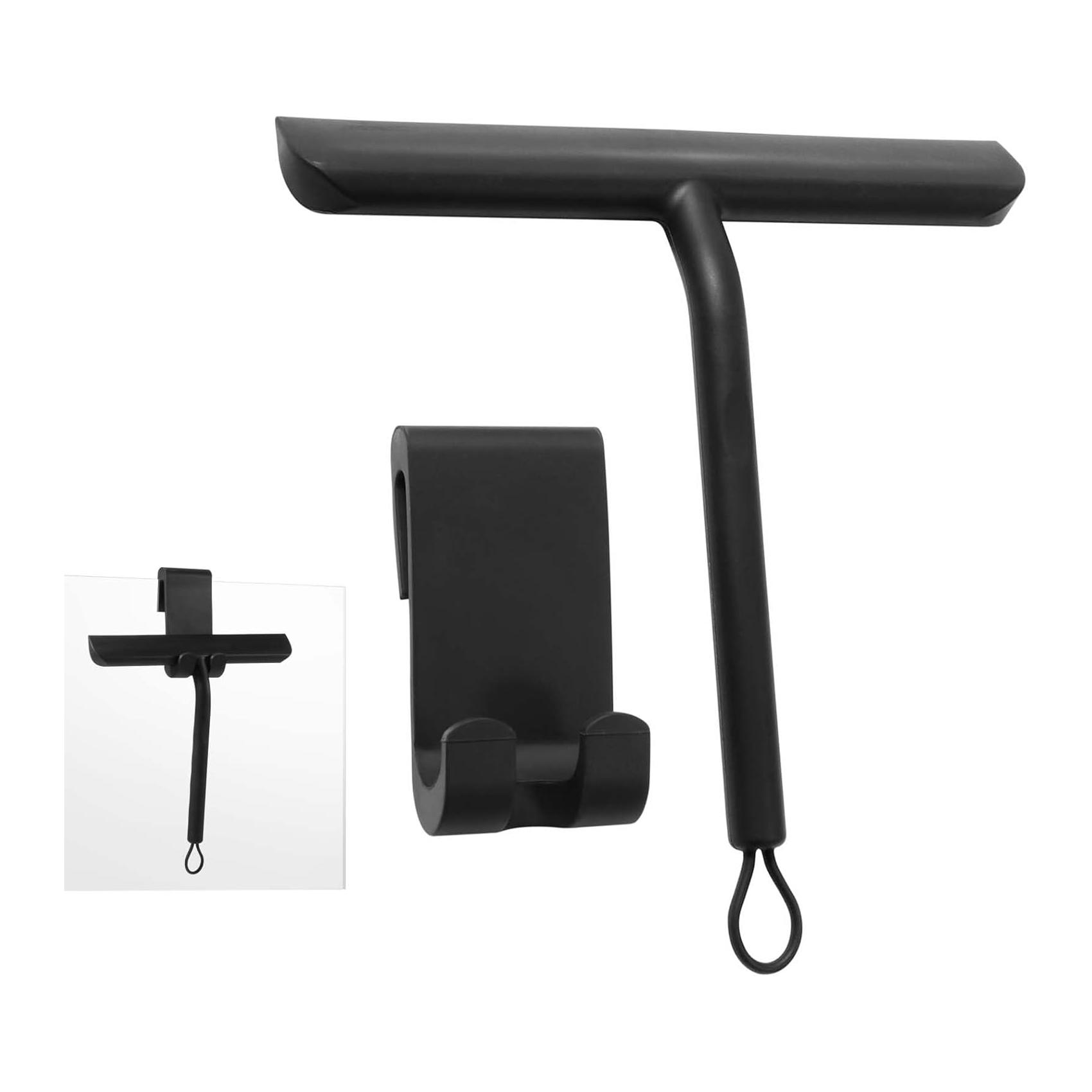 Rasqueta Limpa-Vidros Ducha com Suporte 21 cm Preto