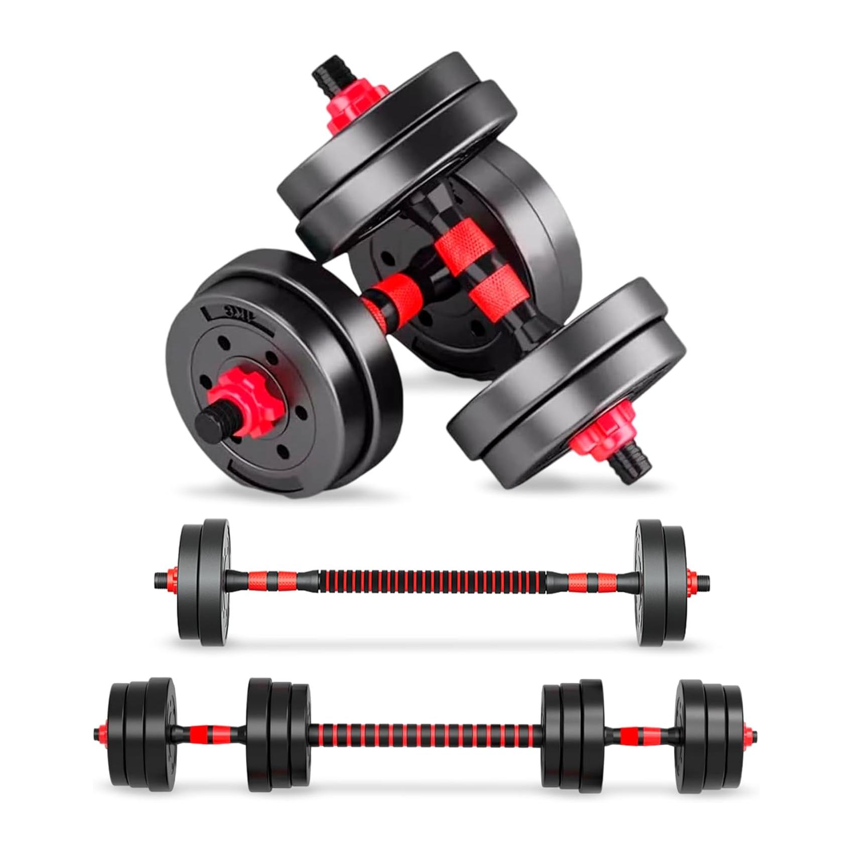 Halteres Ajustáveis 2 Em 1 com Barra até 10 kg