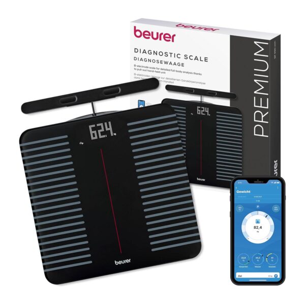 Balança Digital de Gordura Corporal Beurer BF 990 com Sensores de Mão e Conexão Wi-Fi/Bluetooth