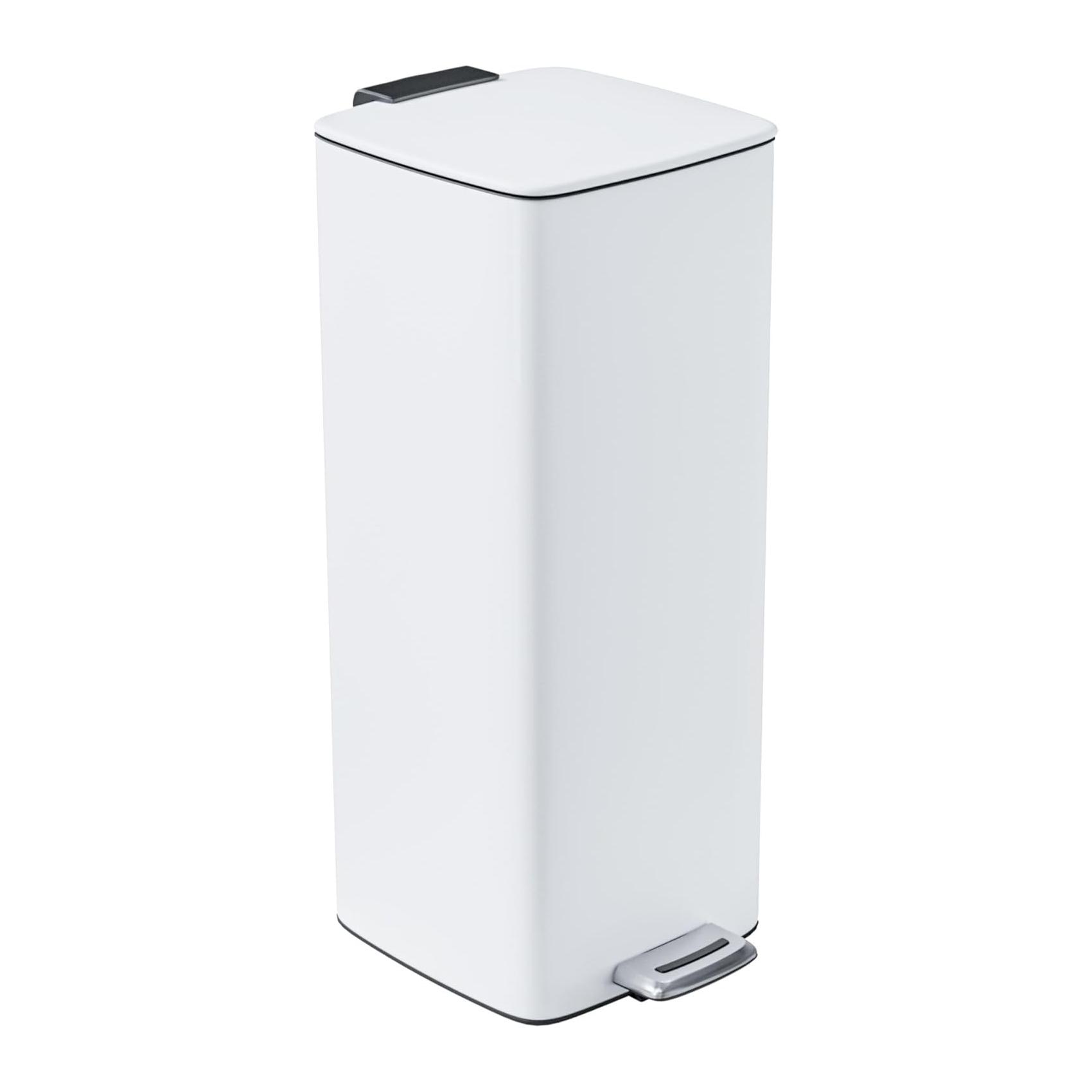 Caixote do Lixo com Pedal 30 L Amig Artvin Abertura Higiénica Sem Mãos Branco Aço Inox Lacado