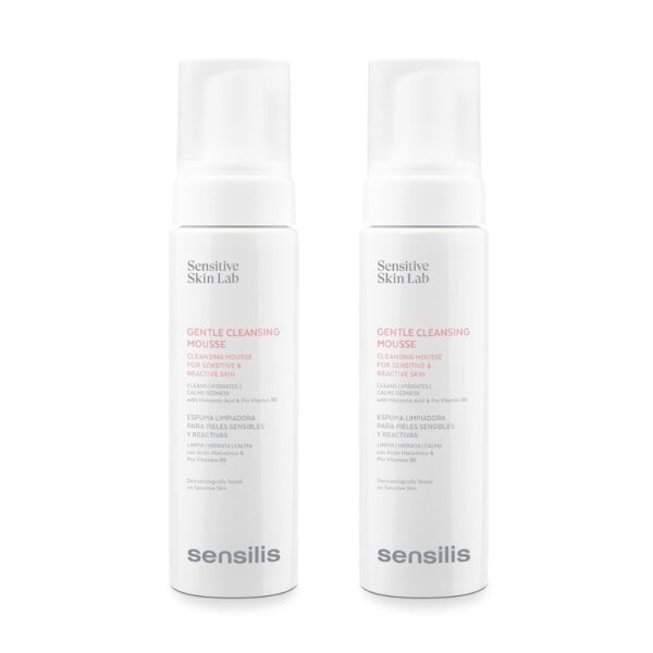 (2 Uni.) Espuma de Limpeza para Pele Sensível com Ácido Hialurónico e Vitamina B5 200 Ml Sensilis Gentle