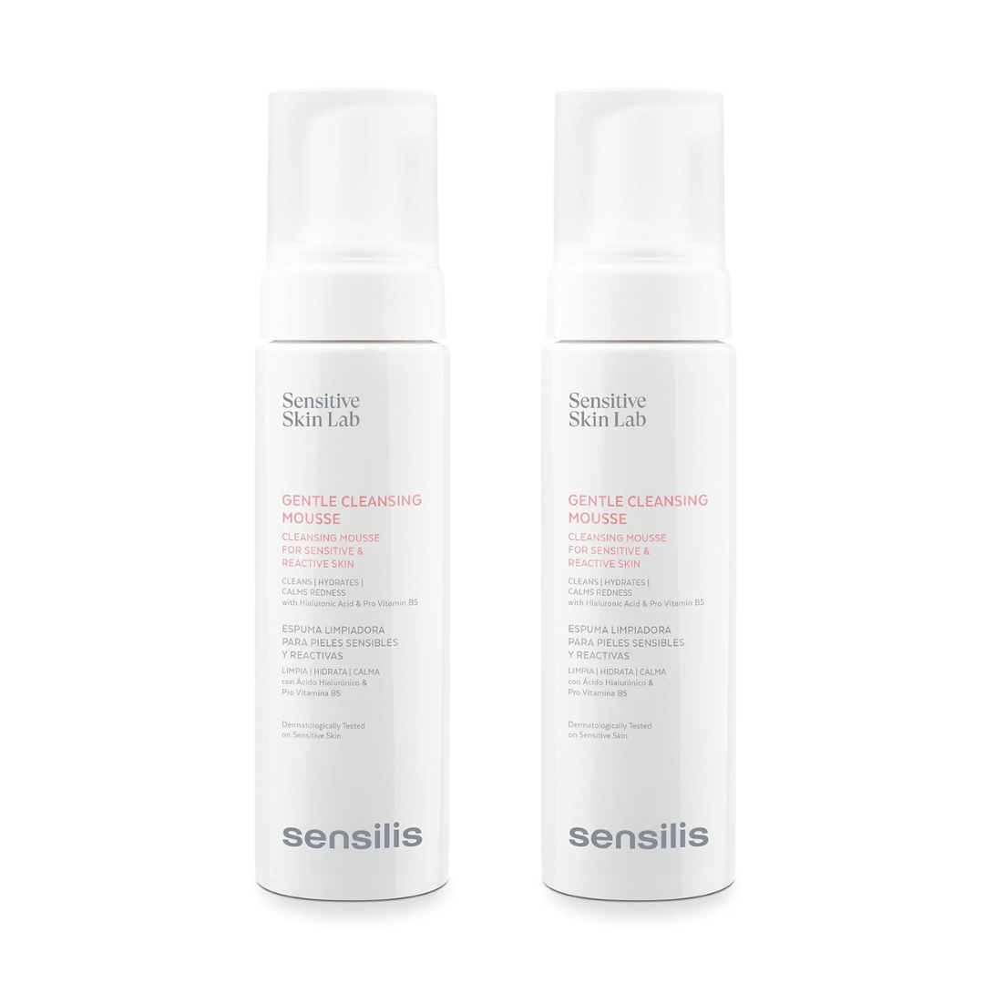 (2 Uni.) Espuma de Limpeza para Pele Sensível com Ácido Hialurónico e Vitamina B5 200 Ml Sensilis Gentle