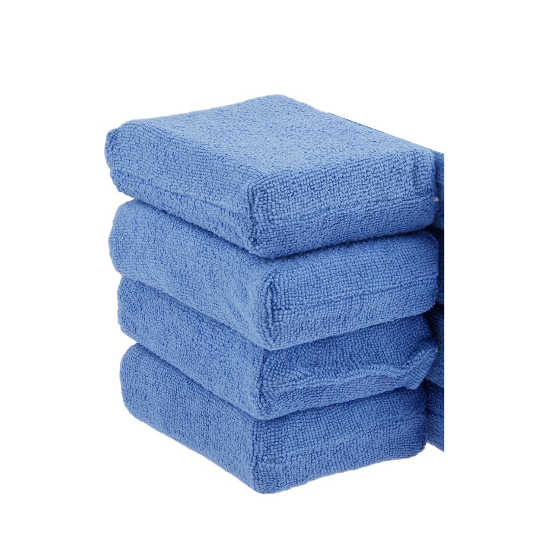 4 Esponjas Aplicadoras de Microfibra Azul para Cera, Polimento e Selante Auto