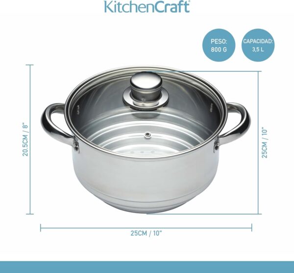 Panela para cozinhar a vapor 3 Níveis KitchenCraft Aço Inox