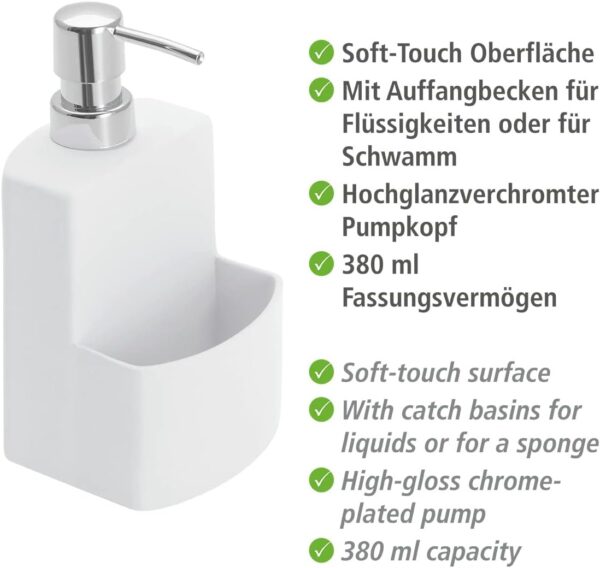 Dispensador de Detergente Wenko 380 ml True Colours Cerâmica Satinada Branco