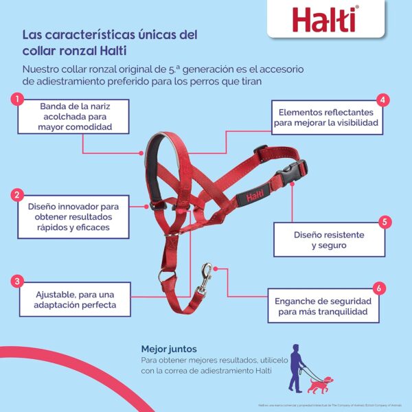 Coleira de Treino Ajustável HALTI para Cães Médios (Tamanho 3) Vermelha