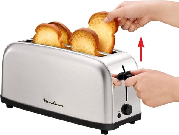 Torradeira Moulinex LS330D Inox 1400 W 2 Ranhuras 6 Níveis Tostagem Função Stop