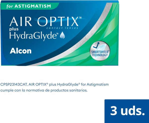 Lentes de Contacto Mensais Air Optix plus HydraGlyde para Astigmatismo - 3 Unidades (BC 8.7 / DIA 14.5 / CYL -1.75 / AXIS 150 / -1.75)