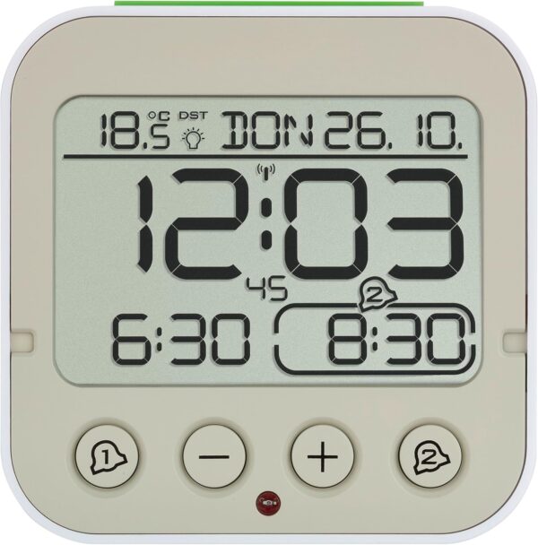 Despertador Digital TFA Dostmann Funk Bingo 2.0 com Temperatura e 2 Alarmes Branco 95x41x96 mm