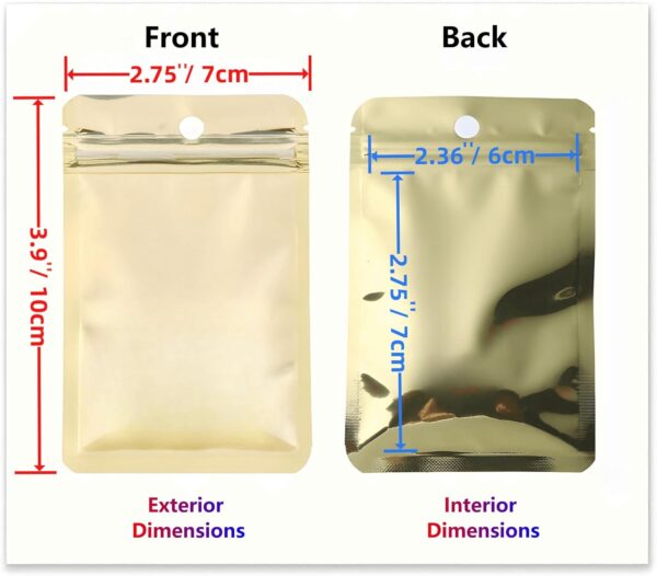 45 Sacos de Alumínio Reseláveis 7x10 cm AzulHerméticas Mylar com Fecho Zip