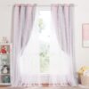 Cortinados Opacos NICETOWN 132x240 cm Criança Termo-isolantes Estrelas Ocas e Rede Rosa-Gris