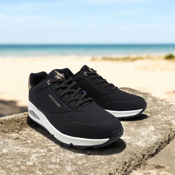 (39) Sapatilhas Desporto Skechers Uno Shimmer Away Preto para Mulher