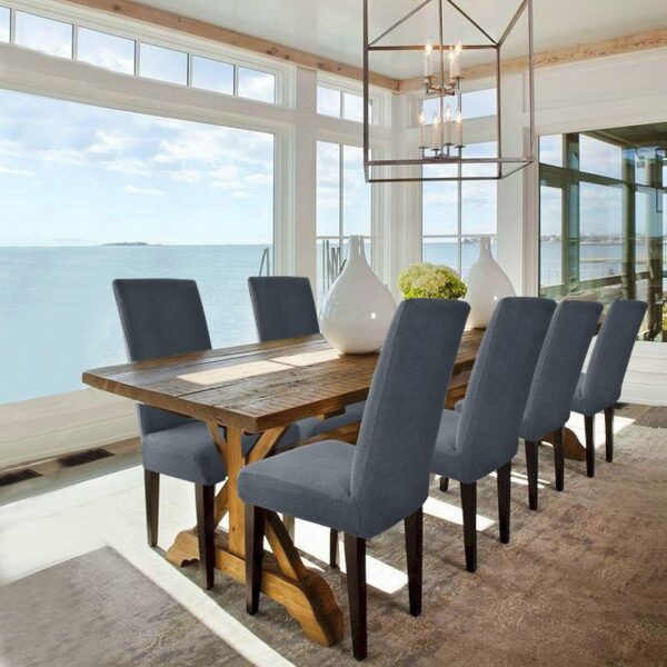 second_B09ZTW19C4_222_060226 Capas Elásticas para Cadeiras Jacquard Cinza Escuro 4 Peças