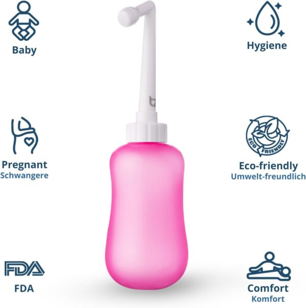 Garrafa Peri Bidé Portátil T2 360 ml - Cuidados Pós-Parto, Alívio Perineal com Bico 60° e Bolsa