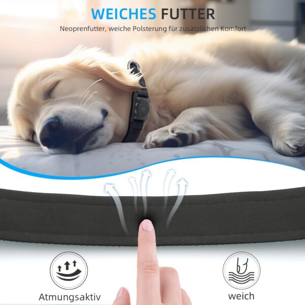 (M) Coleira para Cão para Apple Air Tag Acolchoado Reflector de Nylon Preto