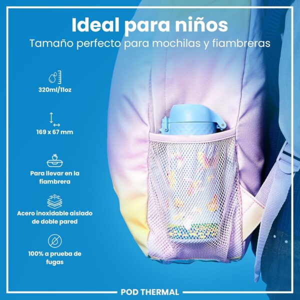 Garrafa Térmica 320ml Aço Inoxidável para Crianças ion8 Design Mariposas