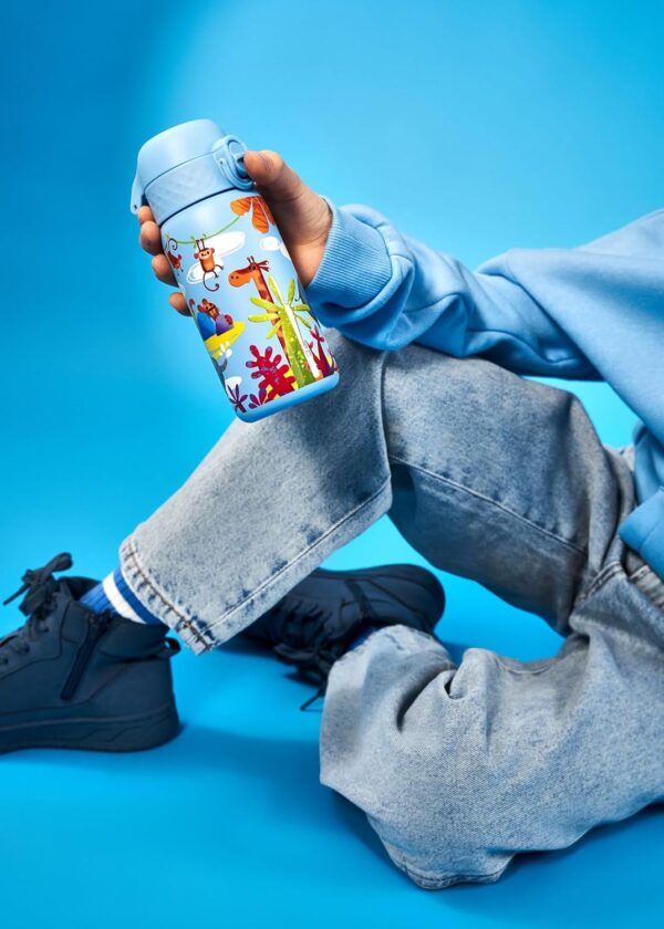 Garrafa de Água 400ml Inox Ion8 para Crianças com Tampa Abatível e Fecho Seguro Safari