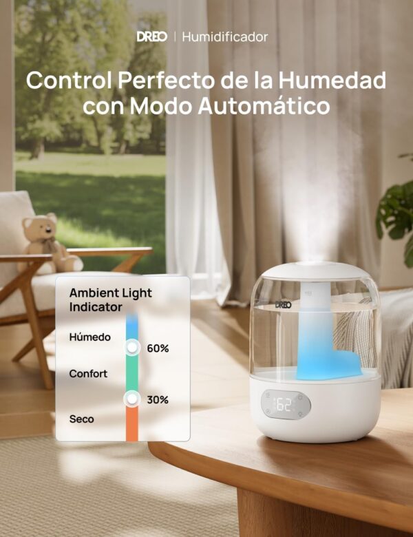 Humidificador Silencioso para Bebés 3L Dreo Névoa Fria Luz Branco