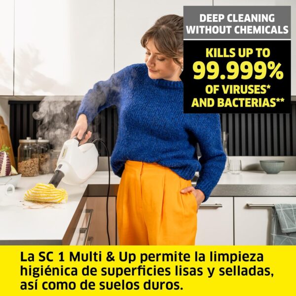 Maquina Limpeza A Vapor Karcher SC 1 Multi & Up com Boquilha EasyFix Large e Pano Microfibra
