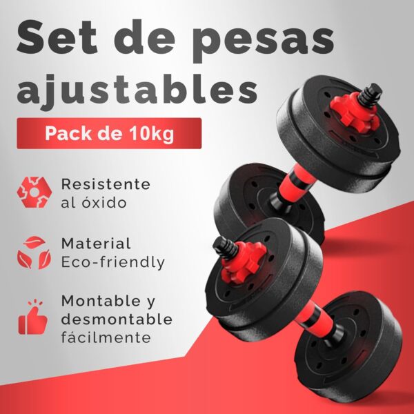 Halteres Ajustáveis 2 Em 1 com Barra até 10 kg