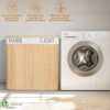 Cesto de Roupa Suja Dobrável VOUNOT Bambú com Tampa e 2 Sacos Laváveis 150 L com 3 Compartimentos