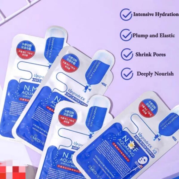 10 Máscaras Faciais Hidratantes MEDIHEAL N.M.F Acuaring Ampoule EX com Ácido Hialurónico