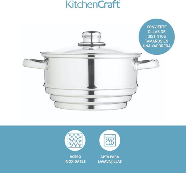 Panela para cozinhar a vapor 3 Níveis KitchenCraft Aço Inox