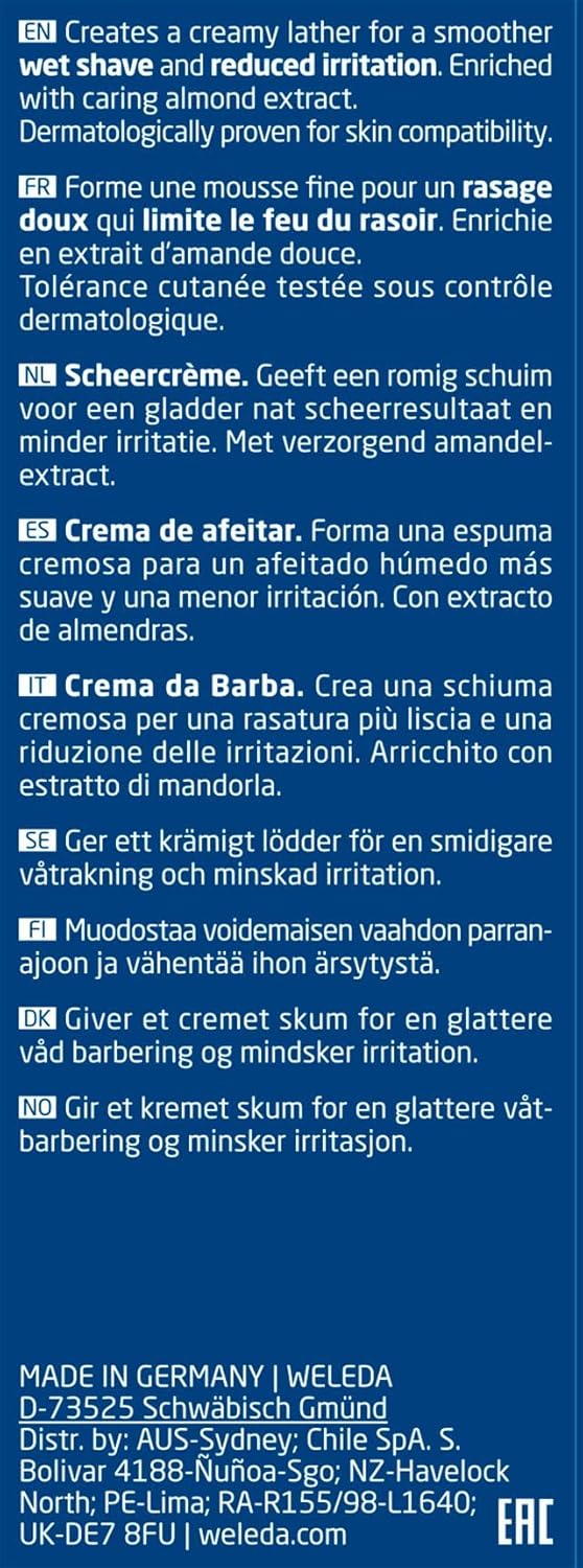 Creme de Barbear Weleda Cuidado Facial Masculino Natural 75 Ml