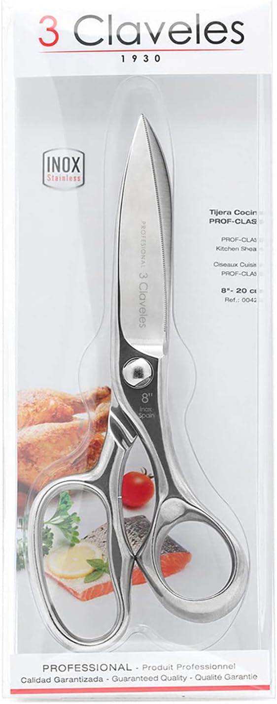 Tesoura de Cozinha Profissional 3 Claveles 20 cm - Aço Inoxidável Brilhante