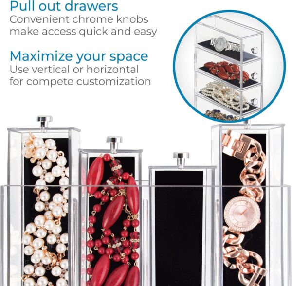 Organizador de Joias iDesign Clarity com 4 Gavetas de Plástico Transparente