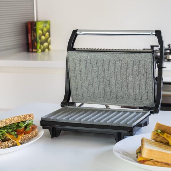 Tostadeira Cecotec RocknGrill 700 W Revestimento RockStone Asa Fria Aço Preto