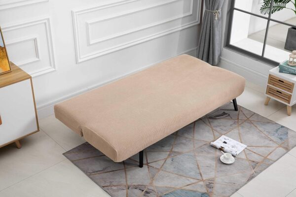 Capa Elástica para Sofá Cama TIANSHU 3 Lugares Sem Braços Dobrável Antideslizante Beje