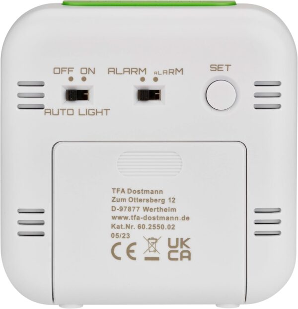 Despertador Digital TFA Dostmann Funk Bingo 2.0 com Temperatura e 2 Alarmes Branco 95x41x96 mm