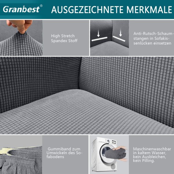 Capa de Sofá para 4 Lugares Alta Elasticidade Jacquard Gris Claro 235-300 cm