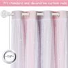 Cortinados Opacos NICETOWN 132x240 cm Criança Termo-isolantes Estrelas Ocas e Rede Rosa-Gris