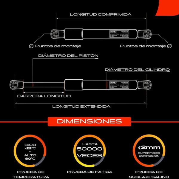 2 Amortecedores Malas Toledo II e Passat 280 mm 520N Frankberg