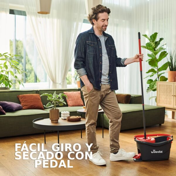 Balde e Esfregona Vileda Turbo com Pedal e Cabeça de Microfibra - Cabo 85-123 cm