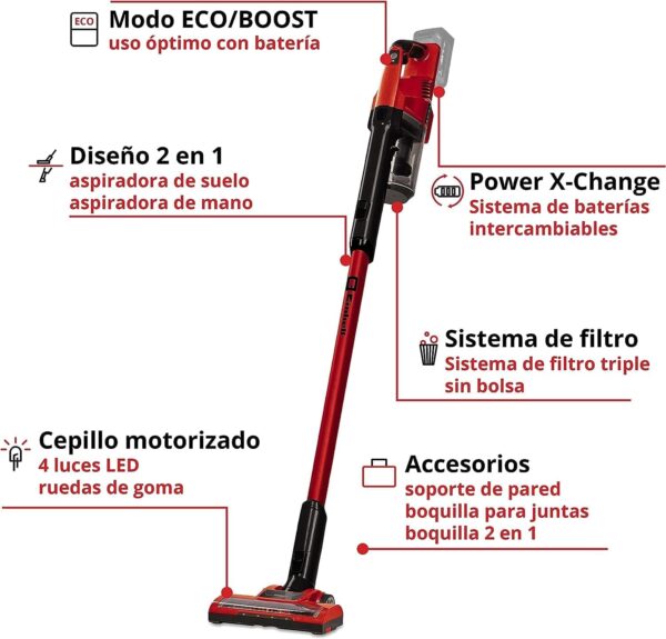 Aspirador de Pó a Bateria Einhell Sem Saco 0.6 L (BATERIA NÃO INCLUÍDA)