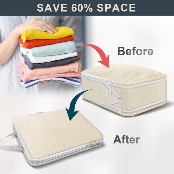 Conjunto de 7 Organizadores de Bagagem Lannvan para Roupas e Cosméticos - Bege