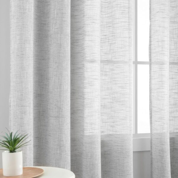 Cortinas Cinza 225x140 cm aspeto de Linho com Ilhós Treatmentex