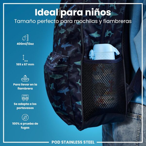 Garrafa de Água 400ml Inox Ion8 para Crianças com Tampa Abatível e Fecho Seguro Safari
