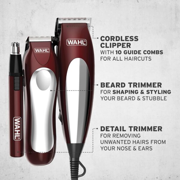 Kit de Corte Wahl Home Pro Combo 3 em 1 – Máquina de Cabelo, Aparador de Barba e Aparador Pessoal